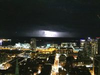 Sheet lightning over Buffalo, NY, from Spire, August 2015